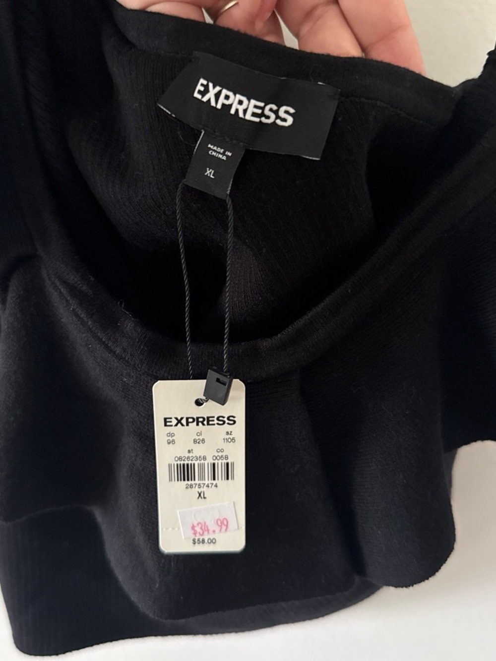 Express Black One-Shoulder Ruffle Crop Top - Picture 2 of 2